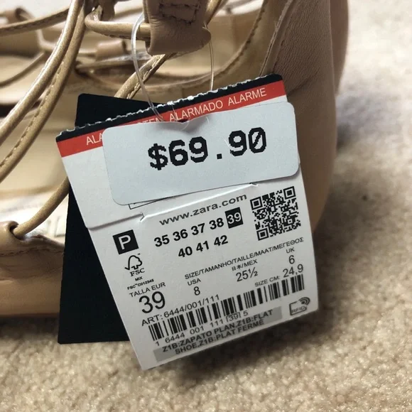 Zara Leather Nude Flats - Picture 8 of 11